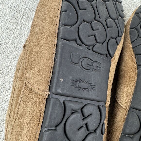 UGG Ascot Slippers Men\'s Tan Suede Leather Sheepskin Lined Moccasin Shoes main image 7